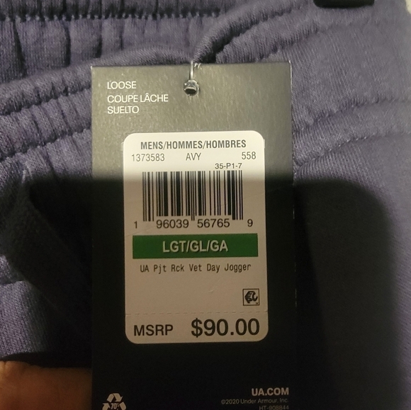 Under Armour UA Project Rock Veterns Day Jogger Pants Mens Size Large Navy - Picture 7 of 7